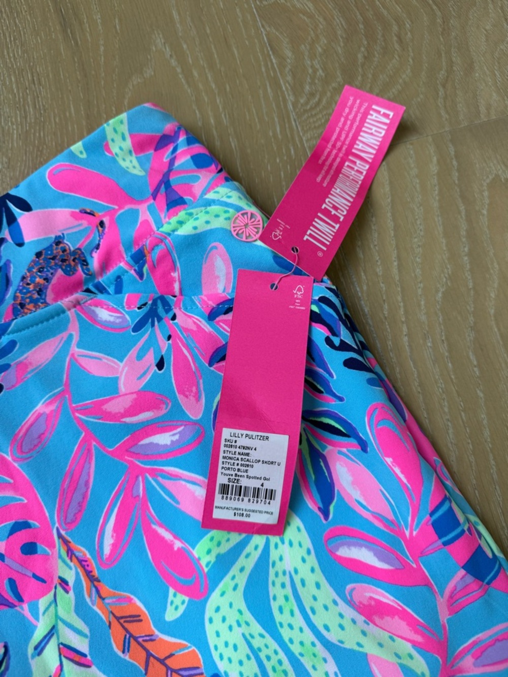 Lilly Pulitzer NEW Monica Scallop Skort UPF 50+ Pink & Blue - Picture 3 of 3